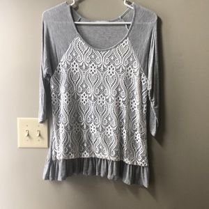 Like new gray Maurices lace top